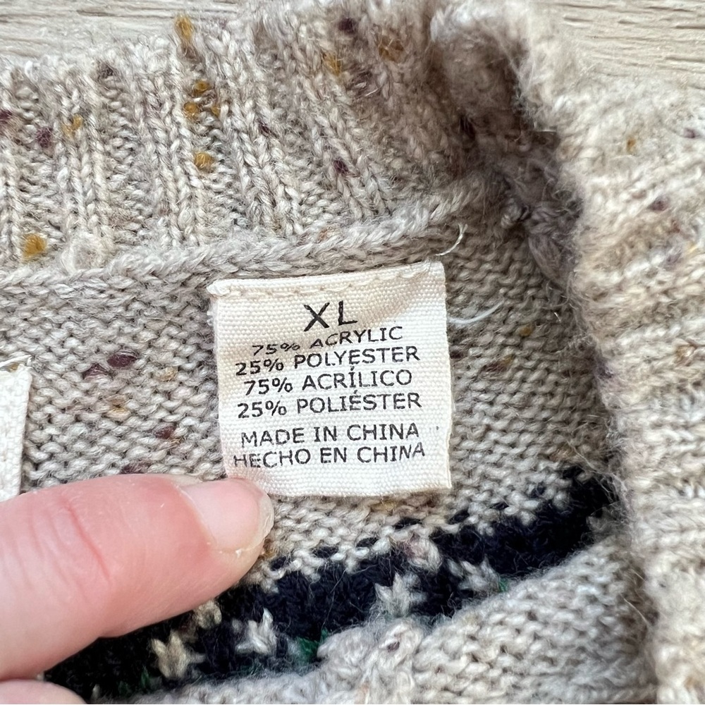 Weatherproof Vintage Fairisle Brown & Yellow Knit Sweater, XL - Picture 4 of 8